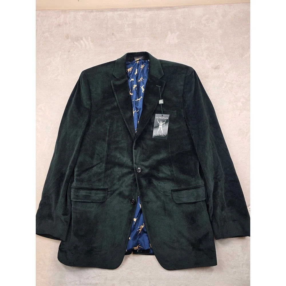 LRL Ralph Lauren Velvet Sport Coat Mens 42L Hunter Green UltraFlex Lexington NEW